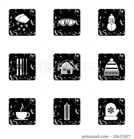 Winter holidays icons set, grunge style Winter holidays icons set, grunge style 28615977