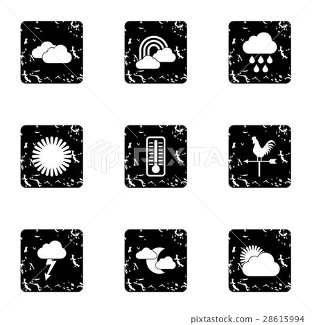 Air temperature icons set, grunge style 28615994