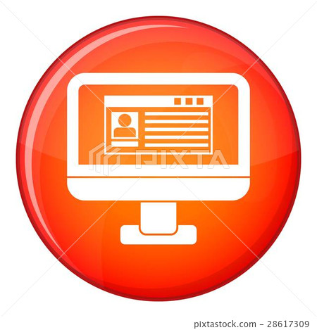 Profile information on monitor icon, flat style 28617309