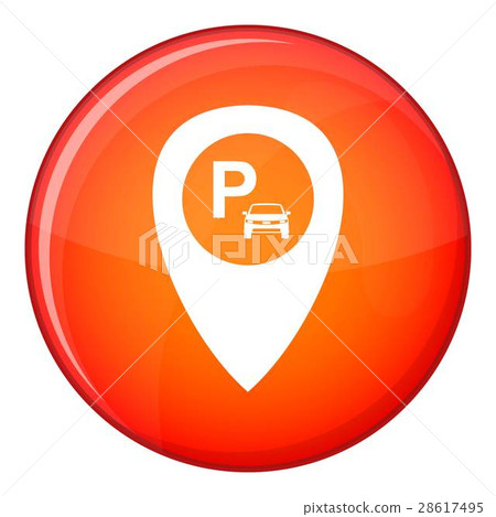 Map pointer with car parking icon, flat style 28617495