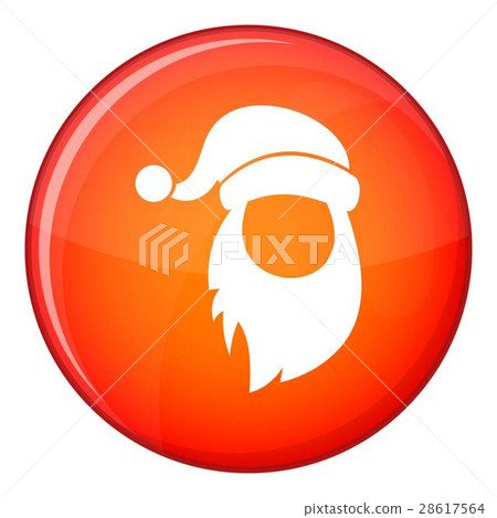 Cap with pompon of Santa Claus and beard icon 28617564