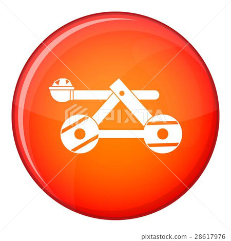 Ancient wooden catapult icon, flat style Ancient wooden catapult icon, flat style 28617976