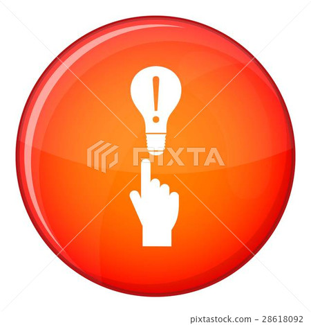 A finger pointer and light bulb icon, flat style A finger pointer and light bulb icon, flat style 28618092