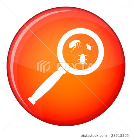 Magnifier and insects icon, flat style Magnifier and insects icon, flat style 28618205