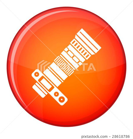Dslr camera with zoom lens icon, flat style 28618786