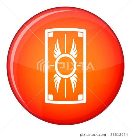 Shield with ornament icon, flat style Shield with ornament icon, flat style 28618954