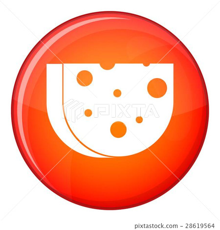 Piece of Swiss cheese icon, flat style 28619564