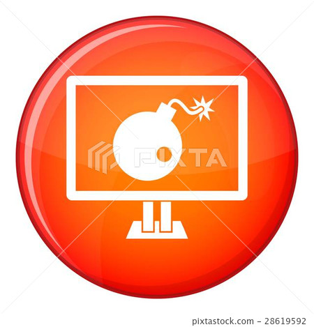 Bomb on computer monitor icon, flat style Bomb on computer monitor icon, flat style 28619592