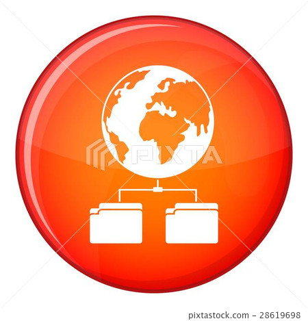 Planet and two folders icon, flat style 28619698