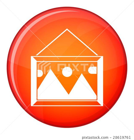 Picture in a frame on the wall icon, flat style 28619761