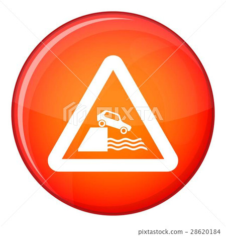 Riverbank traffic sign icon, flat style Riverbank traffic sign icon, flat style 28620184