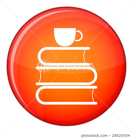 Stack of books and white cup icon, flat style Stack of books and white cup icon, flat style 28620304