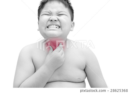 Obese fat boy scratch the itch with hand Obese fat boy scratch the itch with hand 28625368