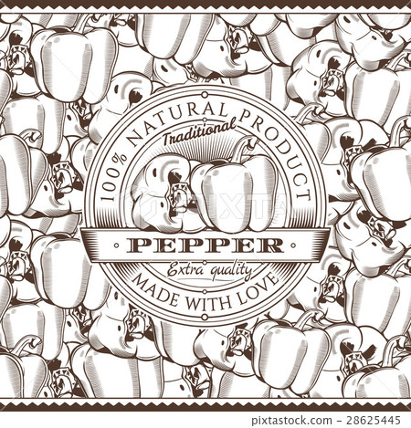 Vintage Pepper Label On Seamless Pattern Vintage Pepper Label On Seamless Pattern 28625445