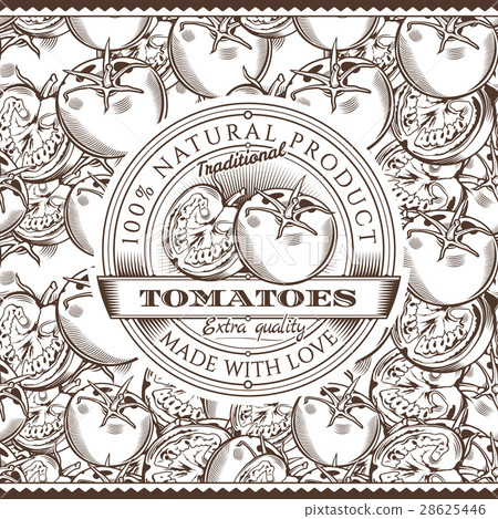 Vintage Tomatoes Label On Seamless Pattern Vintage Tomatoes Label On Seamless Pattern 28625446