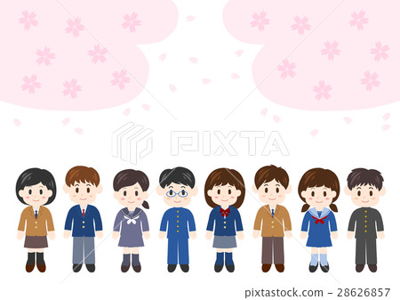 Admission ceremony image Junior high and high school students cherry illustration 28626857