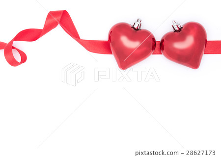 Celebrate Valentine's Day, hearts and red ribbon 28627173
