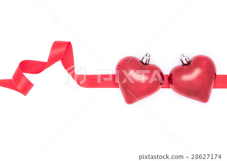 Celebrate Valentine's Day, hearts and red ribbon 28627174