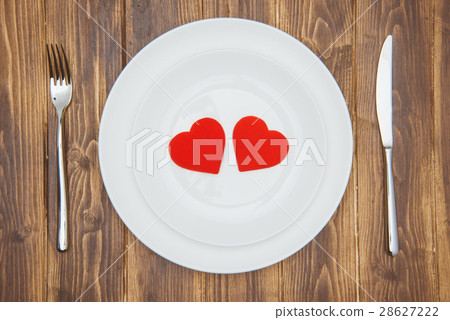 Celebrate valentine's day, Hearts shape on a plate Celebrate valentine's day, Hearts shape on a plate 28627222