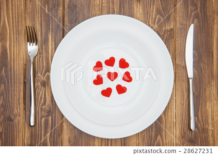 Celebrate valentine's day, Hearts shape on a plate Celebrate valentine's day, Hearts shape on a plate 28627231