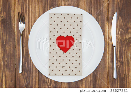 Celebrate valentine's day, Heart shape and napkin Celebrate valentine's day, Heart shape and napkin 28627281