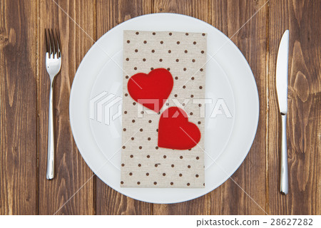 Celebrate valentine's day, Hearts shape and napkin Celebrate valentine's day, Hearts shape and napkin 28627282
