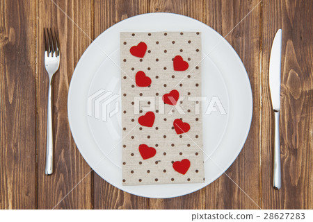 Celebrate valentine's day, Hearts shape and napkin Celebrate valentine's day, Hearts shape and napkin 28627283