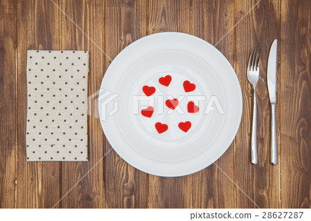Celebrate valentine's day, Hearts shape on a plate Celebrate valentine's day, Hearts shape on a plate 28627287