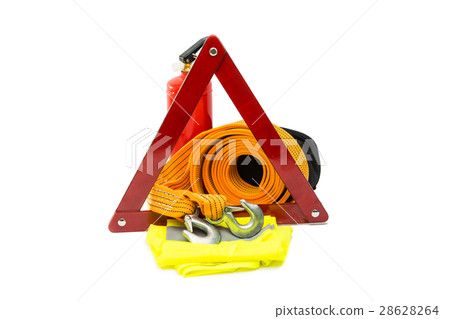 Tow rope for car isolated 28628264