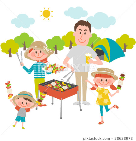 Family enjoying a barbecue 28628978