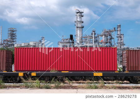 Container train stopping in industry plant 28629278
