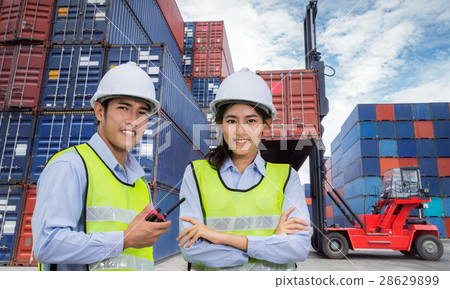 Team of young logistic business people Team of young logistic business people 28629899