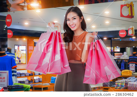 Asian girl happy enjoy shopping 28630462