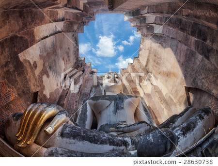The Main Buddha with golden hand in the temple  28630738
