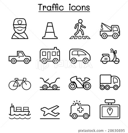 Traffic & Transportation icon set thin line style 28630895