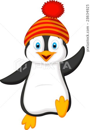 Cute penguin cartoon wearing red hat Cute penguin cartoon wearing red hat 28634925