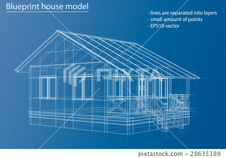 House wireframe structure. Vector House wireframe structure. Vector 28635189