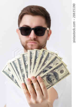 handsome smiling man with beard in shirt holding handsome smiling man with beard in shirt holding 28635190