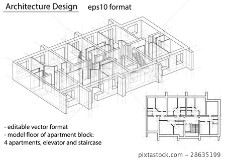 Model floor of apartment block. Vector 28635199