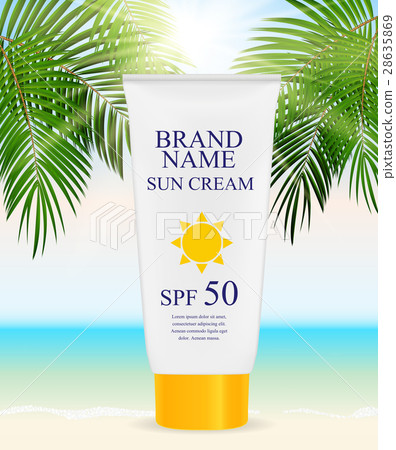 Sun Care Cream Bottle, Tube Template for Ads or 28635869
