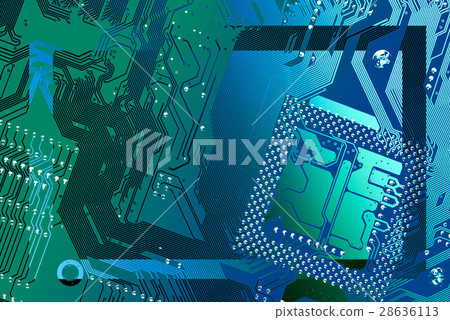 Circuit board multicolor rectangular frame.  28636113