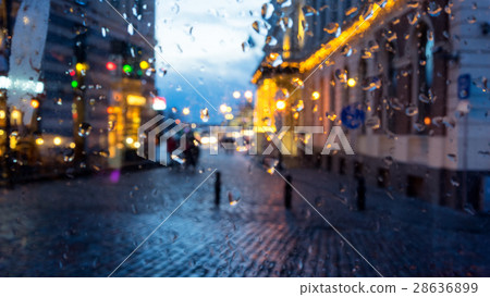 The area near the city hall at night in the rain 28636899