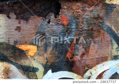 rusty metal wall with graffiti rusty metal wall with graffiti 28637737