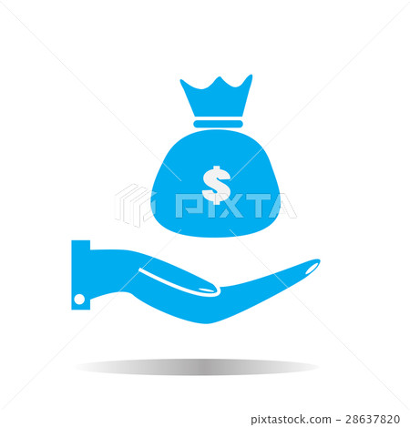 hand and moneybag on white background. hand and moneybag on white background. 28637820