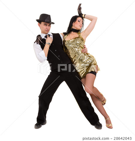 Cabaret dancer couple dancing. Isolated on white 28642043