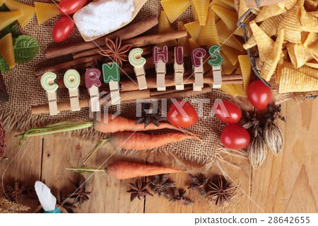 Corn snack and chips corn raw delicious. 28642655