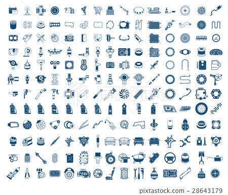 Big garage set. Vector car parts set  28643179