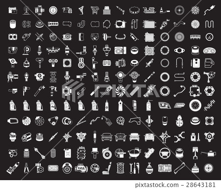 Big garage set. Vector car parts set Big garage set. Vector car parts set 28643181