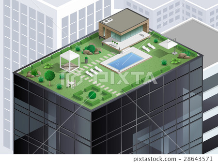 Cottage on roof of skyscraper 28643571