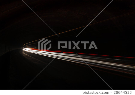 Car light trails in the tunnel. Car light trails in the tunnel. 28644533